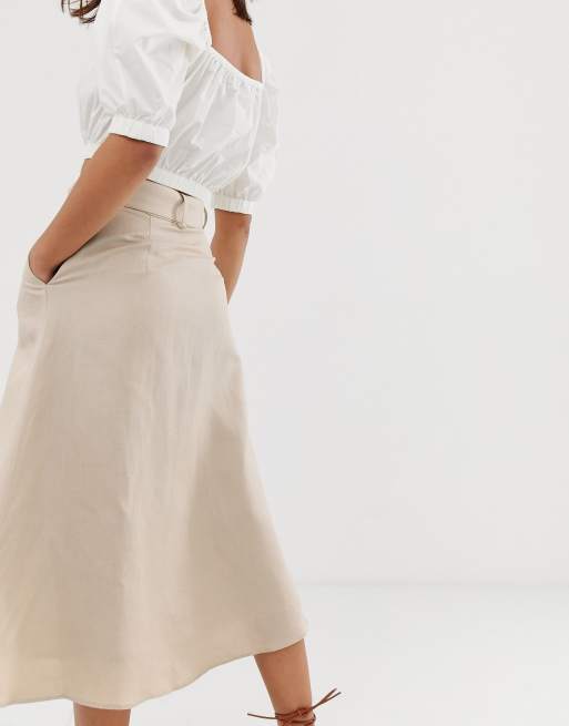 Linen hotsell skirt beige