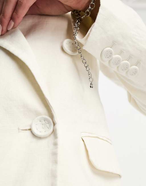 & Other Stories linen double breasted blazer in white, 2 of 4