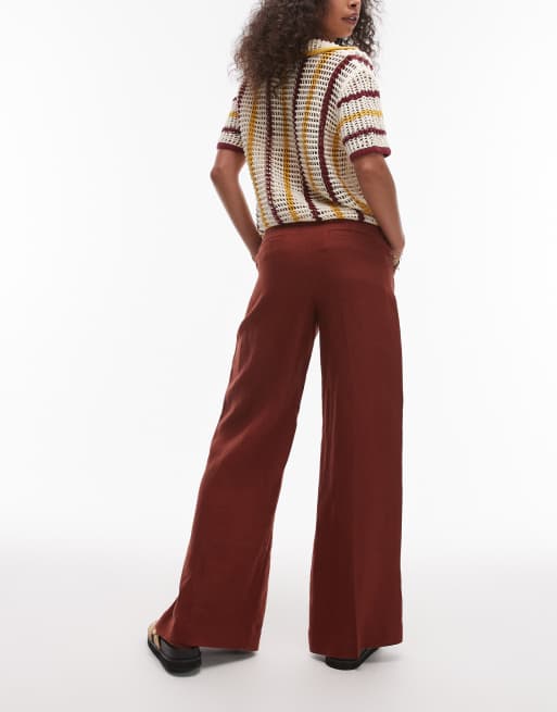 & Other Stories linen look pants in rust red, 3 of 5