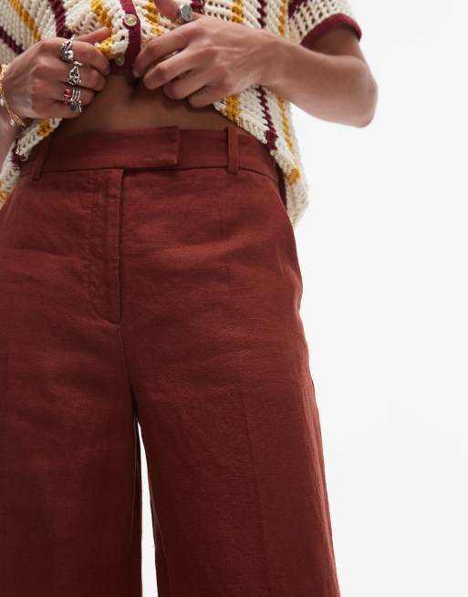 & Other Stories linen look pants in rust red, 4 of 5