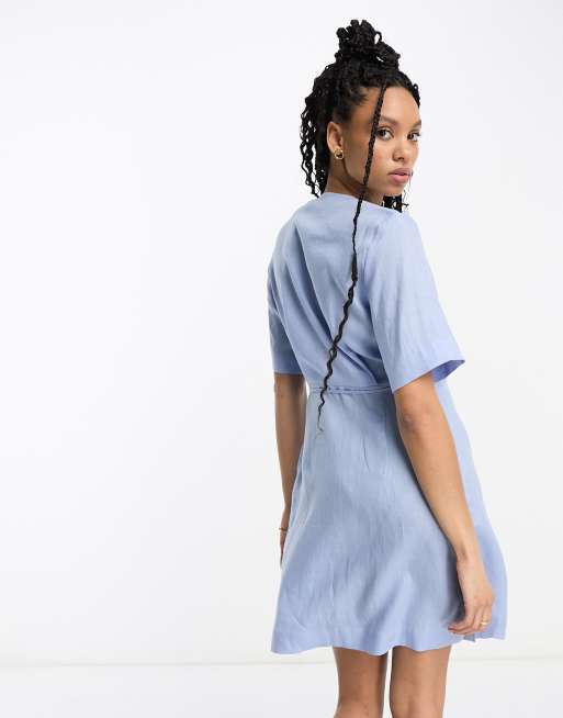 Linen Short Sleeve Wrap Romper – 3 jems boutique