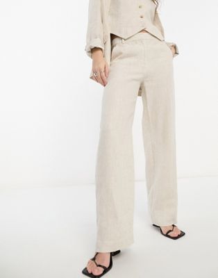 Other Stories &  Linen Mix Tailored Pants In Beige - Part Of A Set-neutral
