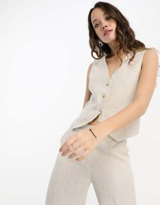 & Other Stories linen mix vest in beige-Neutral