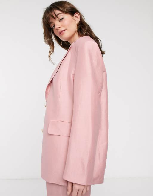 Other Stories linen oversized blazer in light pink ASOS