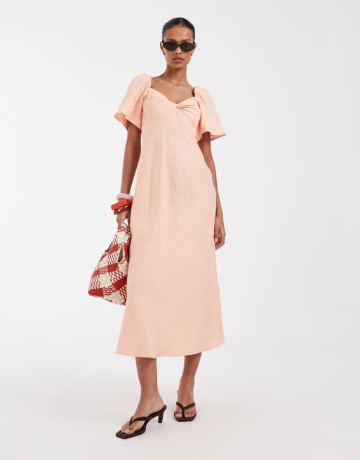 peach midi dress with sleeves Tiffany Peach Dress Teuta Matoshi