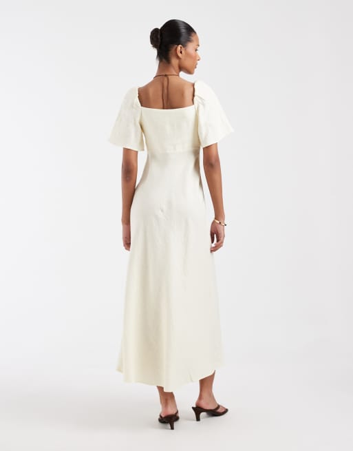 long strapless dress Theresa Strapless Thigh Split Maxi Dress Champagne main image 1