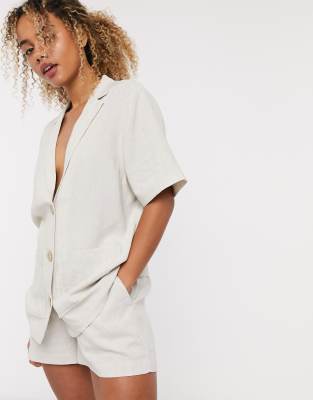 short sleeve linen blazer