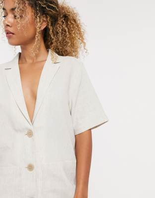 short sleeve linen blazer