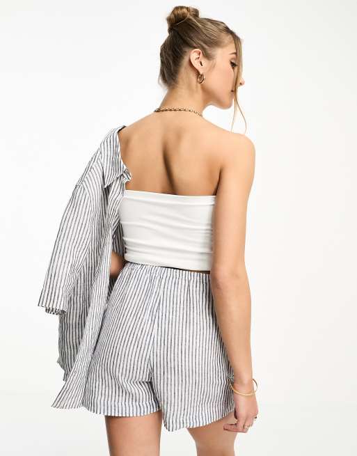 & Other Stories linen shorts in blue stripe (part of a set), 2 of 4