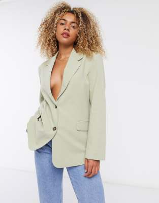 green linen blazer