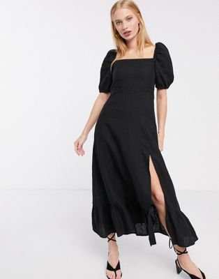 black linen dress with sleeves