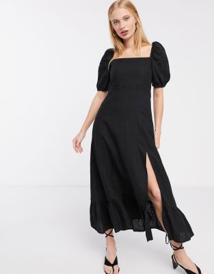 black midi dress square neck