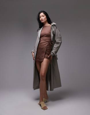 & Other Stories Linen Square Neck Mini Dress With Wrap Front