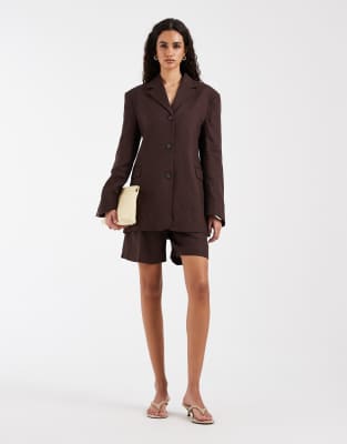 & Other Stories Linen Tie Waist Blazer In Multi
