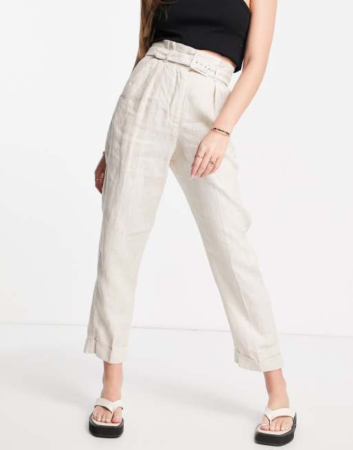 Laundered Linen Belted Trouser