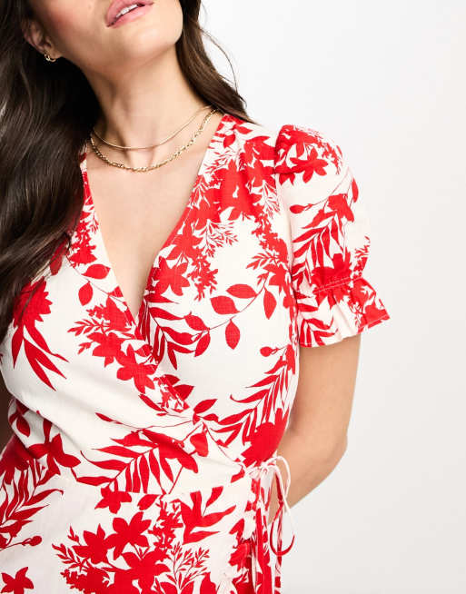 Red Floral - Linen