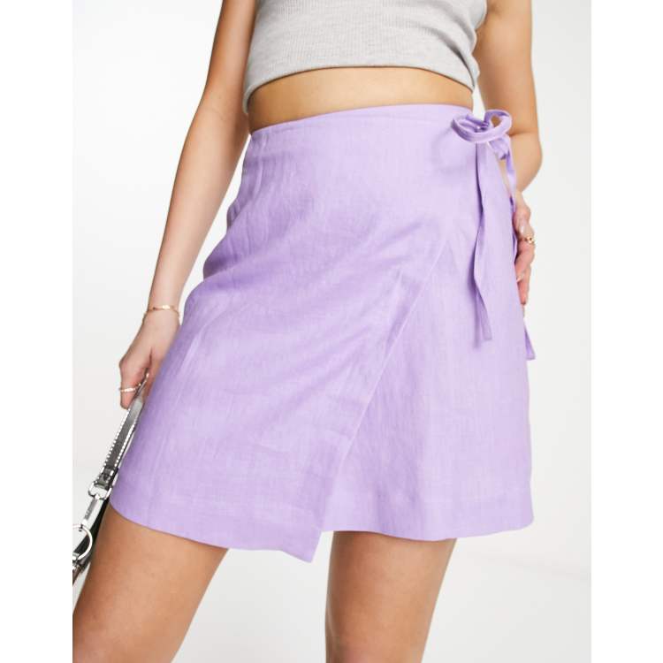 & Other Stories linen wrap mini skirt in lilac