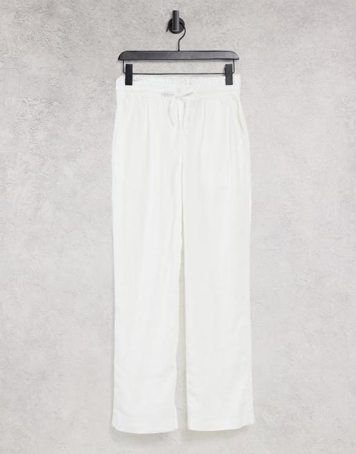 & Other Stories - Linnen broek met hoge taille met plooirand in wit