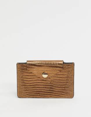 & Other Stories lizard effect leather cardholder in copper Copper