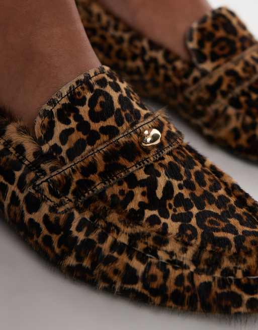 Asos leopard print loafers online