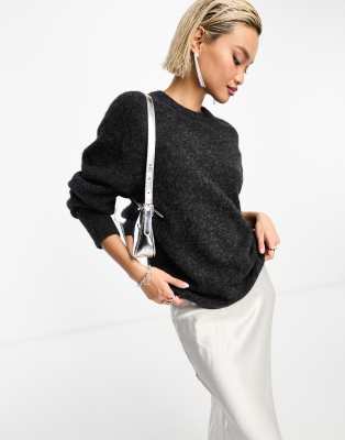 & Other Stories - Locker geschnittener Pullover aus Alpaca-Wollmix in meliertem Dunkelgrau