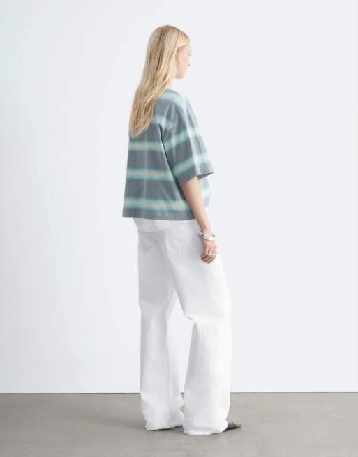 & Other Stories – Locker geschnittenes, gestreiftes T-Shirt in Aqua , 3 von 4