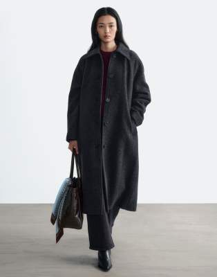 & Other Stories Long Button Down Coat With Belt In Multi