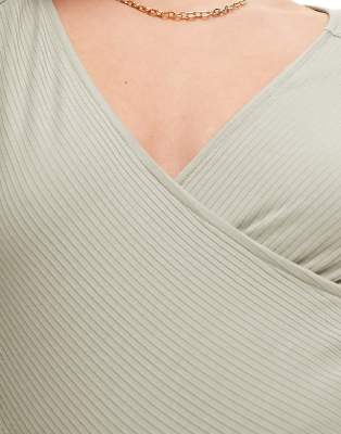 & Other Stories Long Sleeve Bodysuit Top With Wrap Front In White