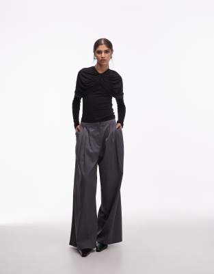 & Other Stories & Other Stories long sleeve cape detail jersey top in black
