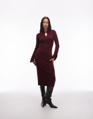 red collar dress long sleeve RED LONG SLEEVES WITH DRAPED WAIST GOWN | CULT MIA