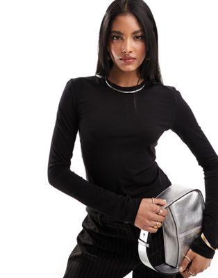 & Other Stories long sleeve crew neck top in black - ASOS Price Checker