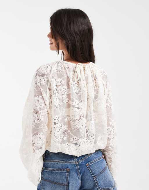& Other Stories long sleeve lace bouse in white, 4 of 4