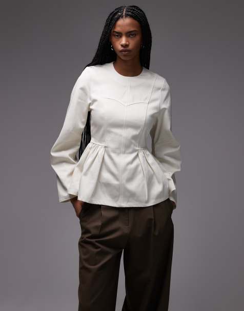 & Other Stories long sleeve peplum top in off white - view 1
