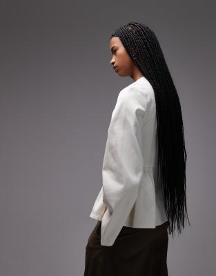 & Other Stories Long Sleeve Peplum Top In White