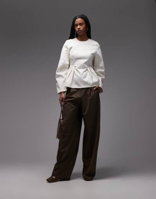 & Other Stories long sleeve peplum top in off white | ASOS