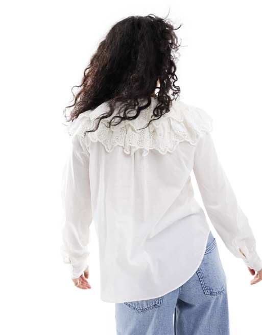 Double ruffle cheap sleeve blouse