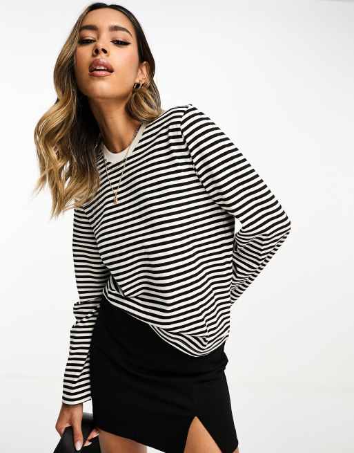 & Other Stories long sleeve top in beige stripe | ASOS