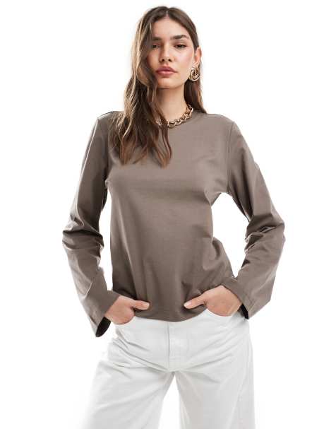 & Other Stories long sleeve top in mole - view 1