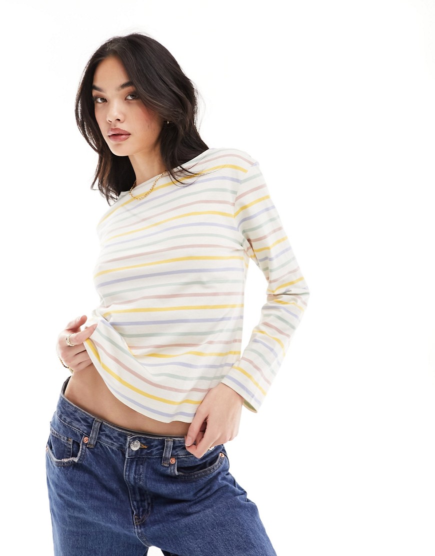 Other Stories &  Long Sleeve Top In Multi Color Stripes