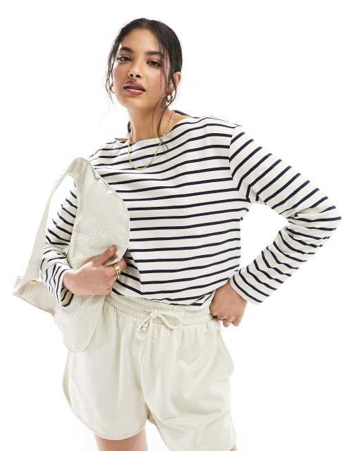 And Other Stories Long Sleeve Top In Navy And Cream Stripe Asos 4939