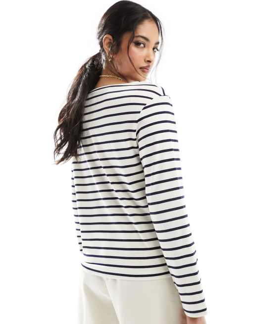  Other Stories long sleeve top in navy and cream stripes