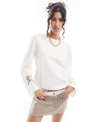 Other Stories &  Ribbed Long Sleeve Top In White