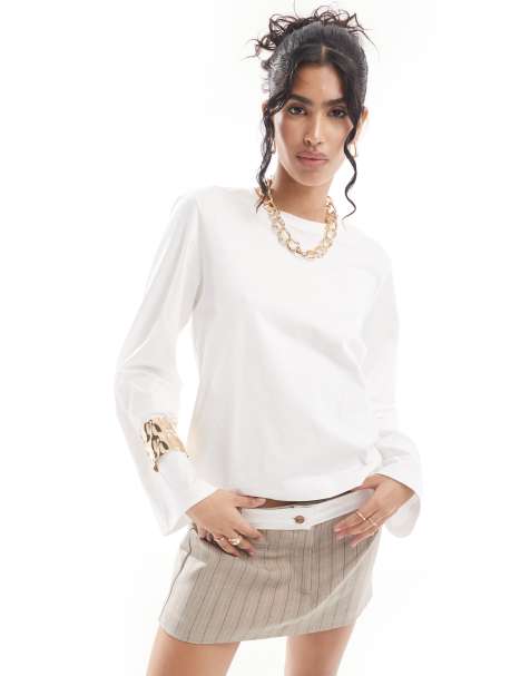 & Other Stories long sleeve top in white - view 1