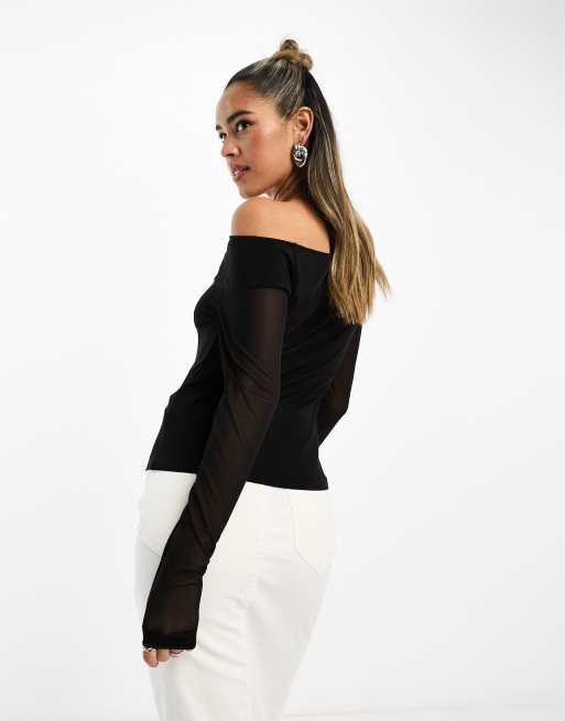 Black Long Sleeve Top With Cut-Out Detail – Styched Fashion