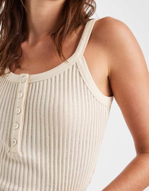 & Other Stories longline ribbed vest with button details  in beige, 2 of 4