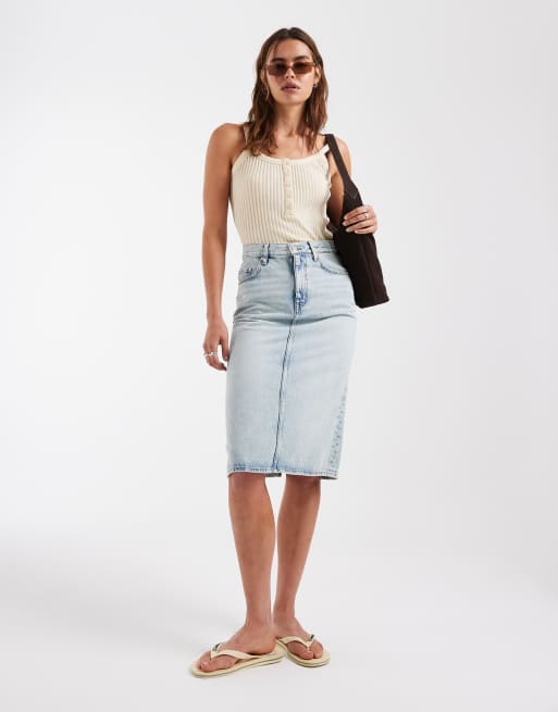 & Other Stories longline ribbed vest with button details  in beige, 3 of 4