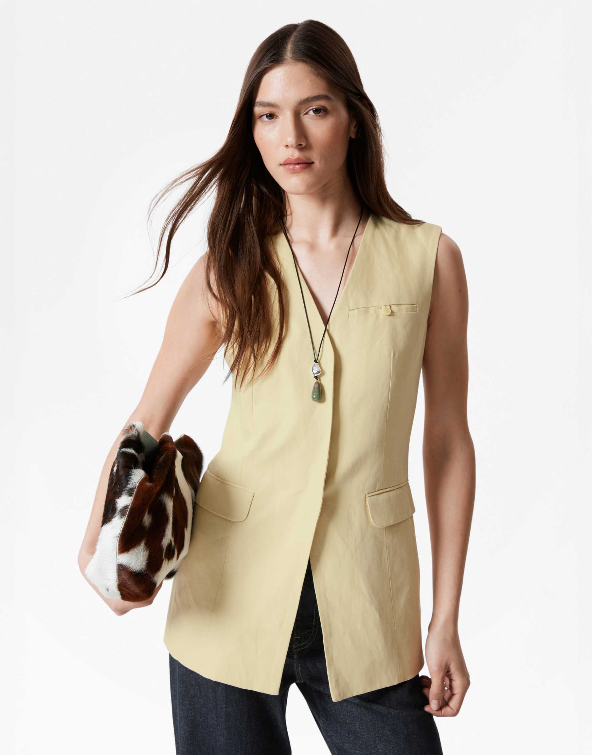 & other stories longline vest in light yellow