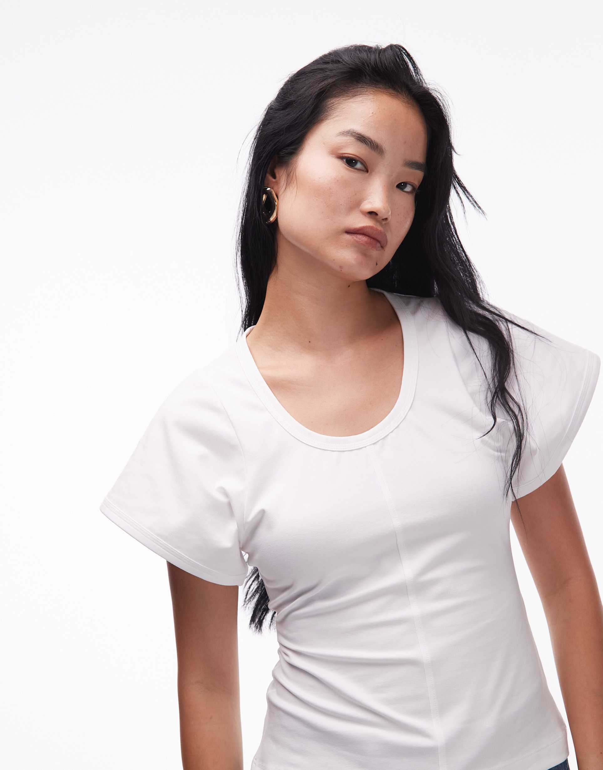 & other stories loose fit t-shirt with sculpt waist in white
