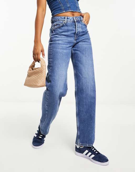  & Other Stories low rise tapered jeans in mid blue