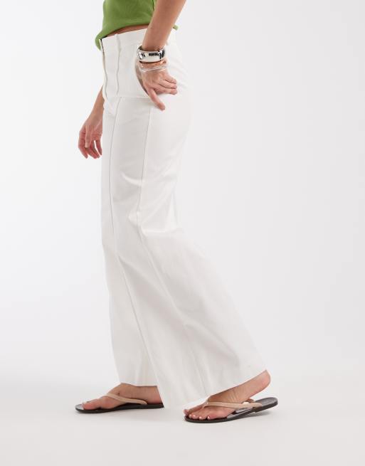 & Other Stories low waist cotton wide leg trousers in off white, 5 of 5